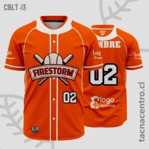 Camisetas de Beisbol naranja con cuello blanco