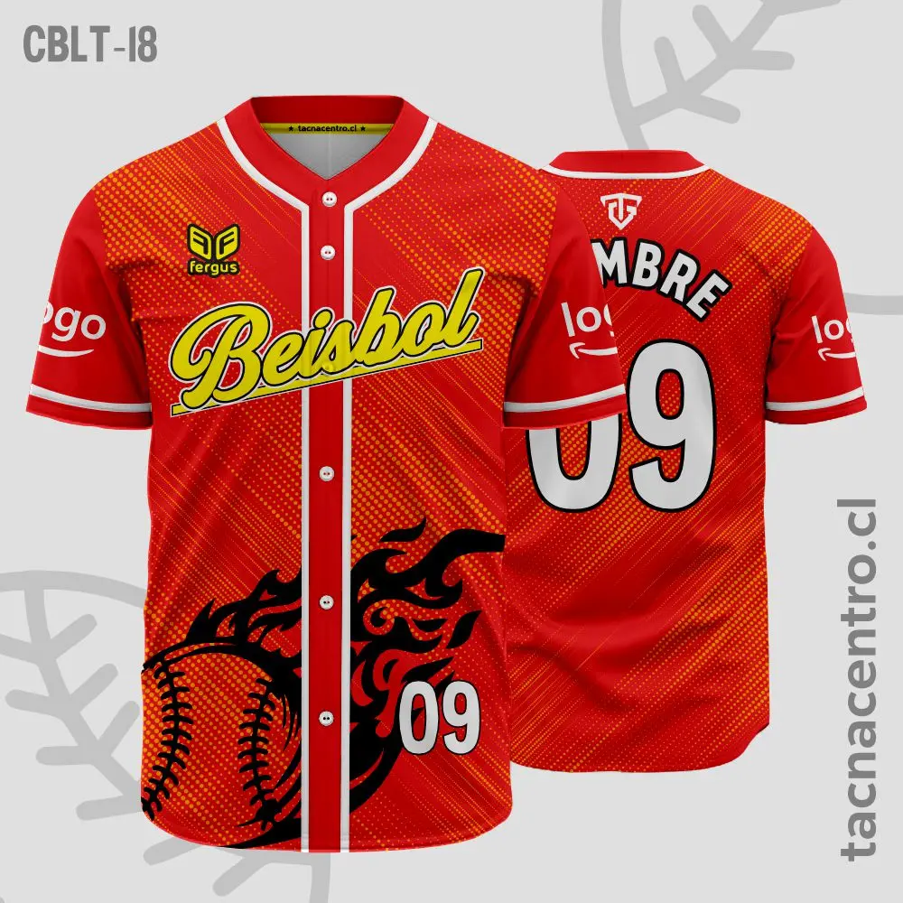 Camisetas de Beisbol Rojo y lineas blancas