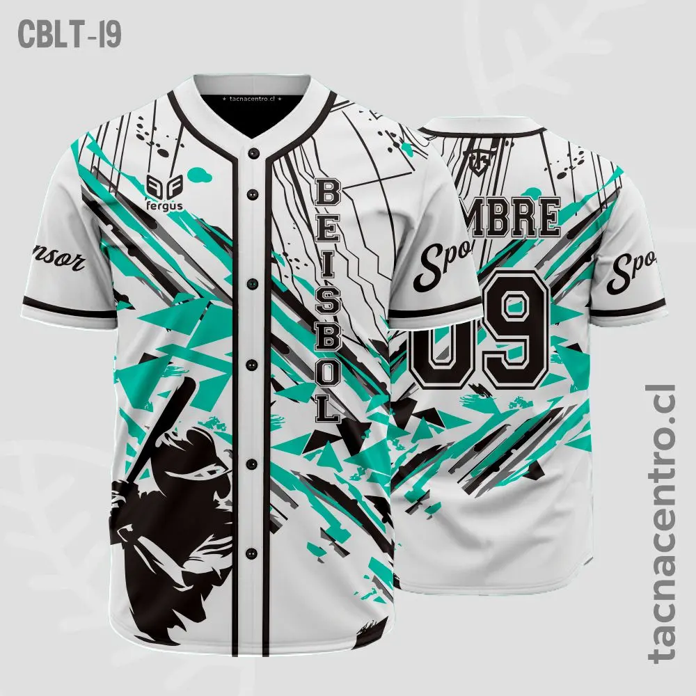 Camisetas de Beisbol Blanco con verde