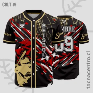 Camisetas de Beisbol negro con rojo