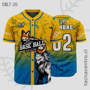 Camisetas de Beisbol amarillo con celeste