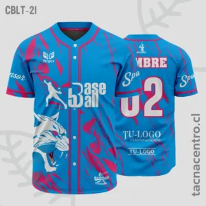 Camisetas de Beisbol azul con rosa