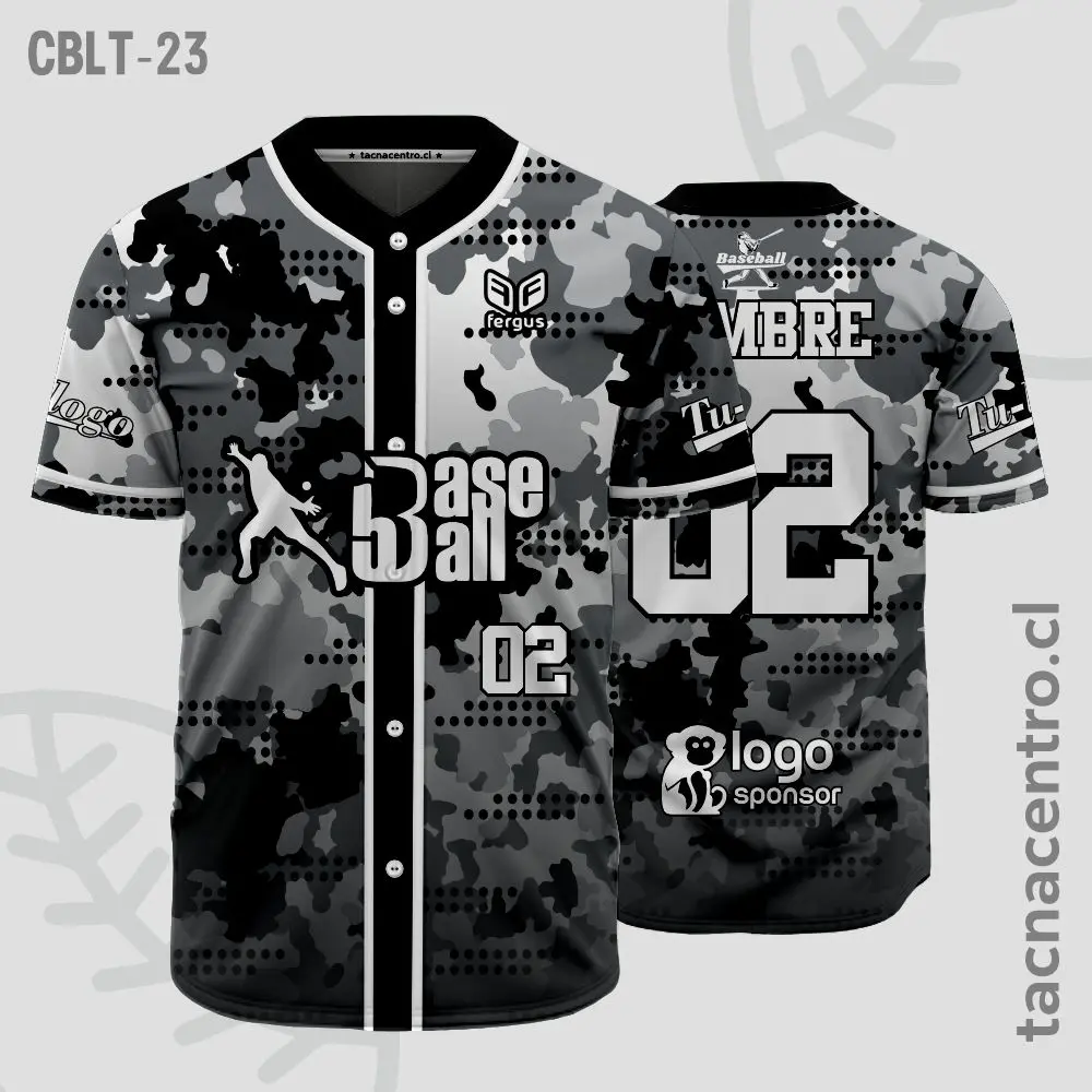 Camisetas de Beisbol Negro moteado