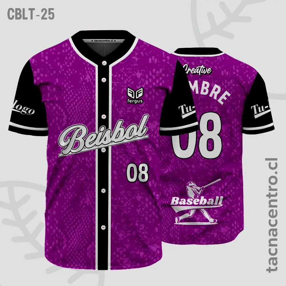 Camisetas de Beisbol Morado con negro