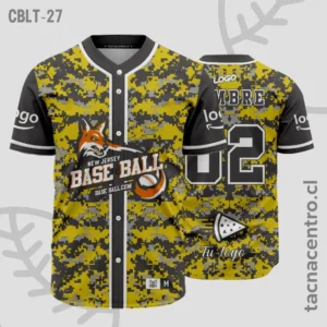 Camisetas de Beisbol amarillo pixelado