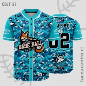 Modelos de Camisetas de Béisbol 17 Camisetas de Beisbol Celeste pixelado
