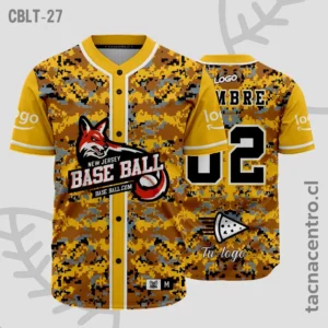 Camisetas de Beisbol amarillo pixelado