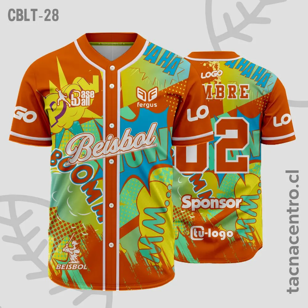 Camisetas de Beisbol Naranja comic