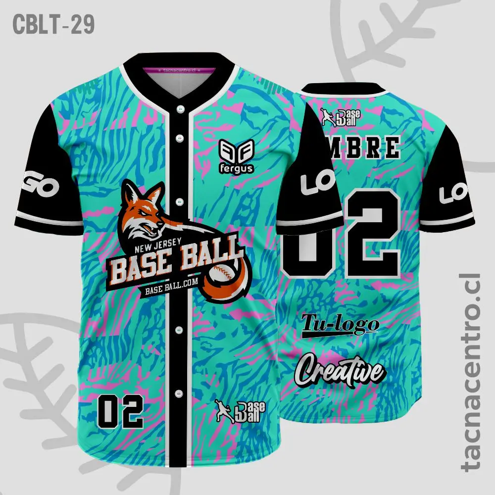 Camisetas de Beisbol Celeste con mangas negras