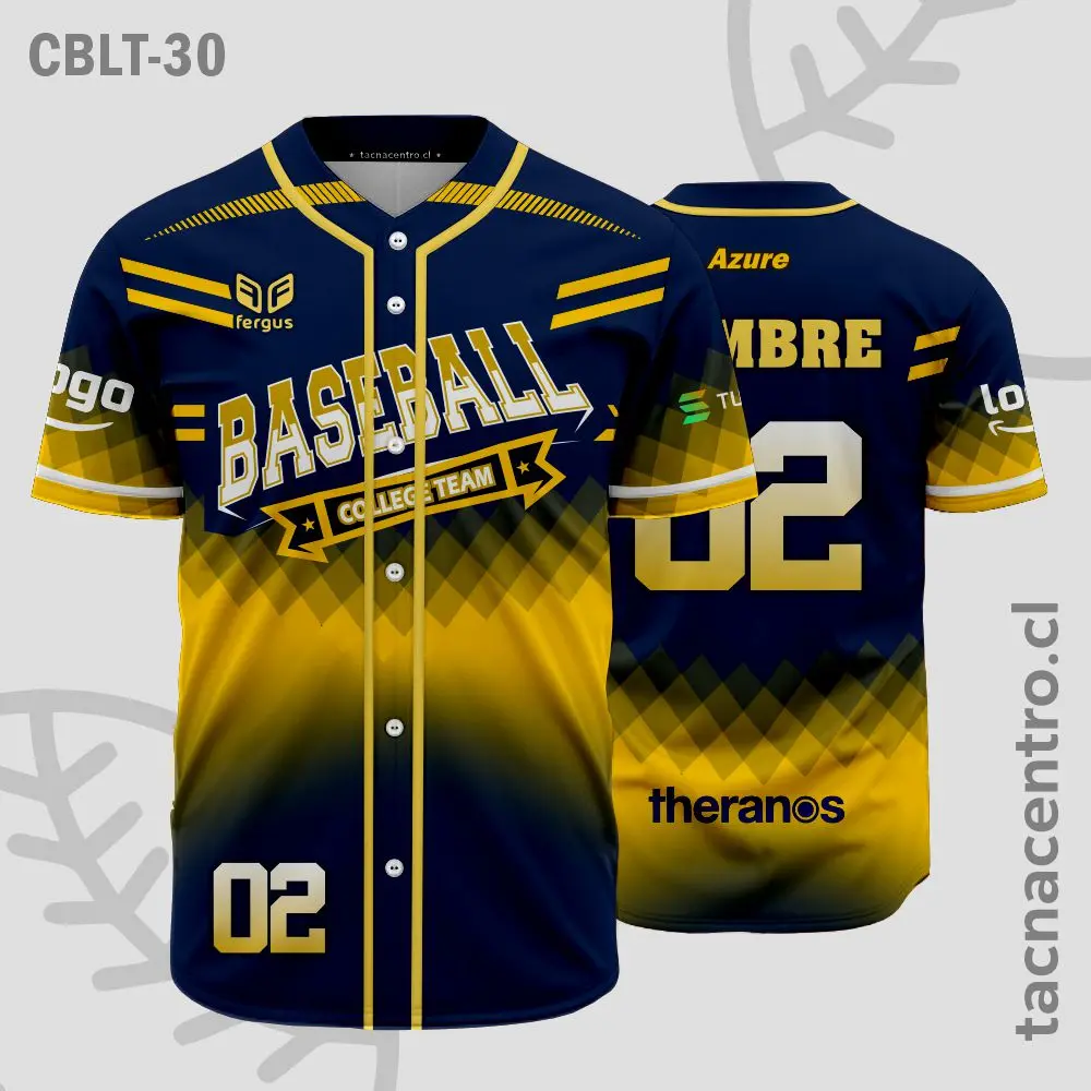 Camisetas de Beisbol Azul con amarillo