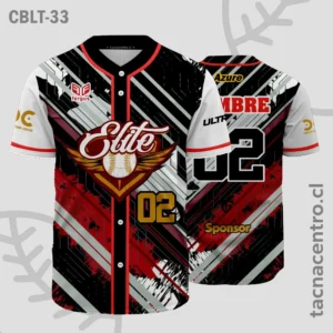 Camisetas de Beisbol Blanco con NEGRO Y ROJO