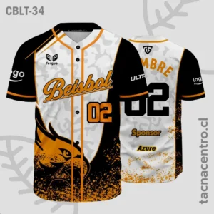 Modelos de Camisetas de Béisbol 32 Camisetas de Beisbol Negro con blanco y naranja