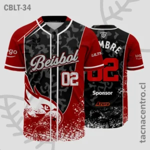 Camisetas de Beisbol Negro con rojo