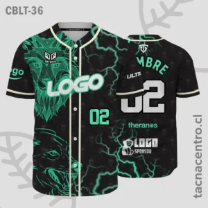 Camisetas de Beisbol negro con leon