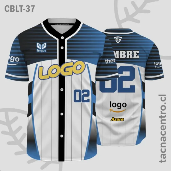 Camisetas de Beisbol Blanco con azul y negro