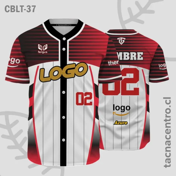 Camisetas de Beisbol Blanco con rojo y negro