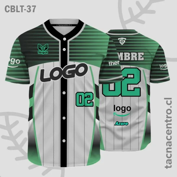 Camisetas de Beisbol Blanco con verde y negro