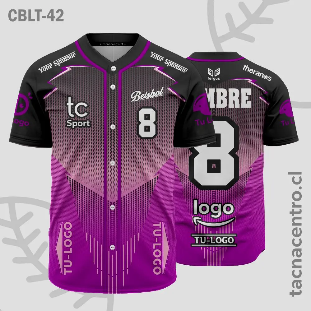 Camisetas de Beisbol Lila y negro