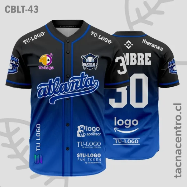 Camisetas de Beisbol azul y negro difuminado