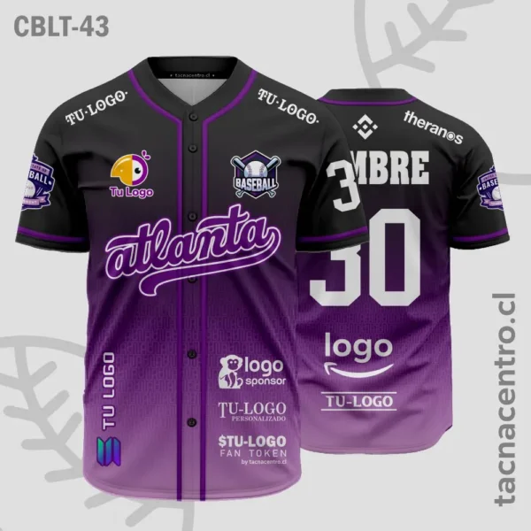 Camisetas de Beisbol Morado y negro difuminado