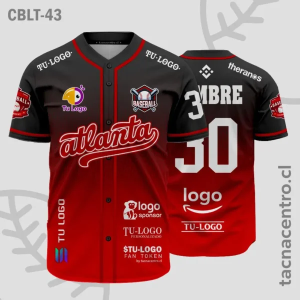 Camisetas de Beisbol rojo y negro difuminado