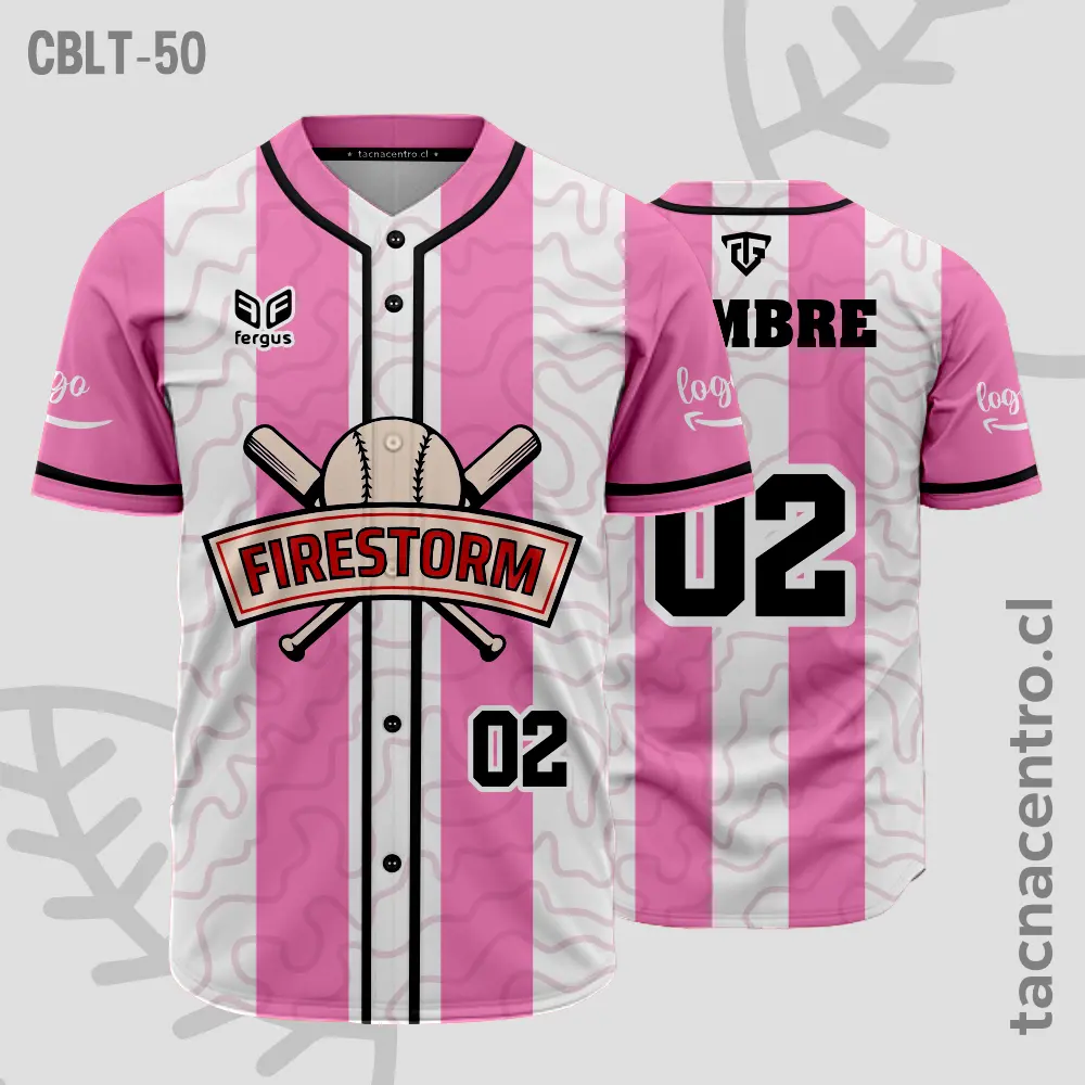 Camisetas de Beisbol Rosado con lineas blancas