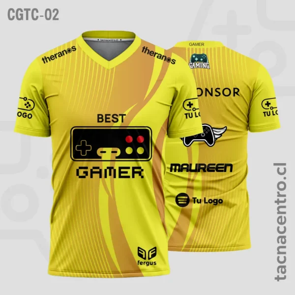 Camisetas Gamer Fucsia con rosado 3 Camisetas Gamer amarillo