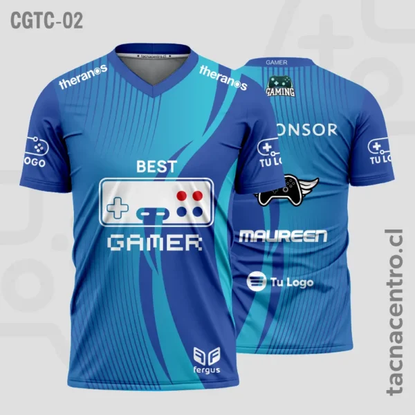 Camisetas Gamer Fucsia con rosado 2 Camisetas Gamer azul con celeste