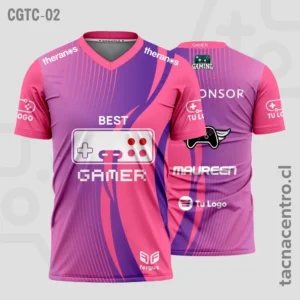 Camisetas Gamer Fucsia con rosado