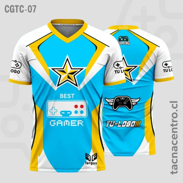Camisetas Gamer Negro con morado y turquesa 3 Camisetas Gamer celeste con amarillo