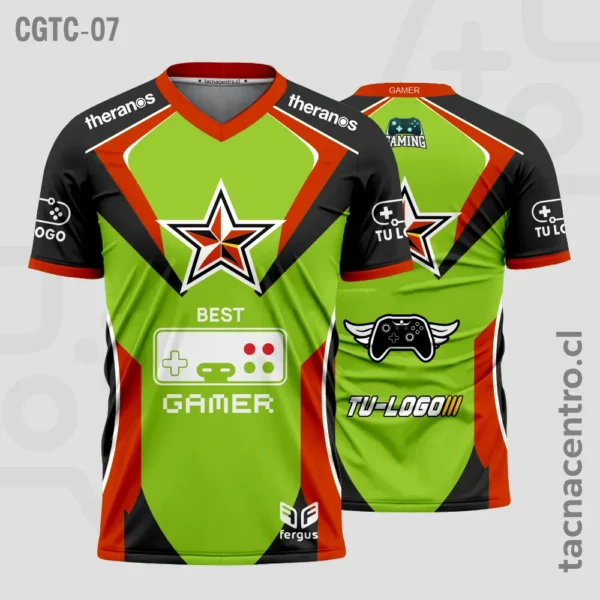 Camisetas Gamer Negro con morado y turquesa 2 Camisetas Gamer verde con negro