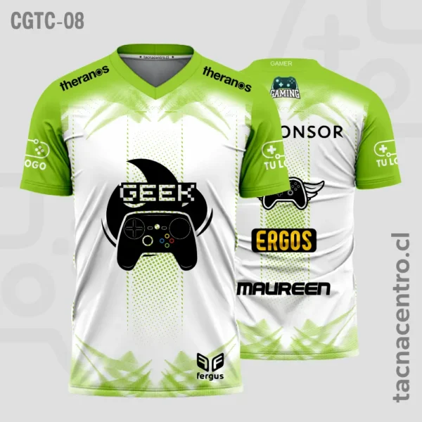 Camisetas Gamer Blanco con verde 1 Camisetas Gamer Blanco con verde