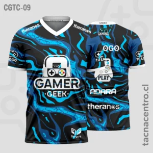 Camisetas Gamer Negro con celeste