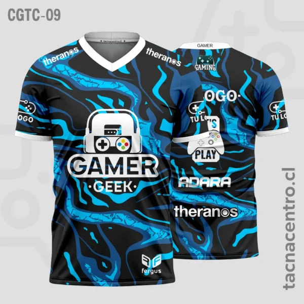 Camisetas Gamer Negro con celeste 1 Camisetas Gamer Negro con celeste