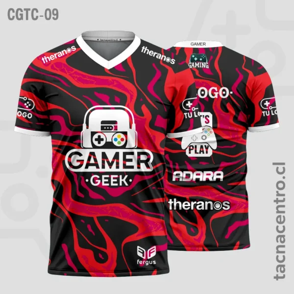 Camisetas Gamer Negro con celeste 2 Camisetas Gamer rojo con negro