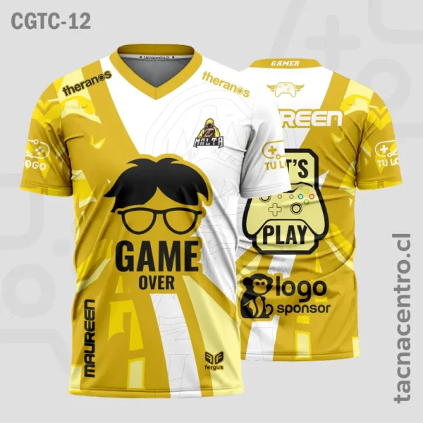 Camisetas Gamer Morado con blanco 2 Camisetas Gamer amarillo con blanco