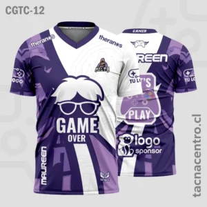 Camisetas Gamer Morado con blanco