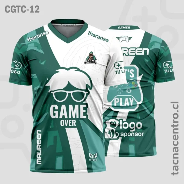 Camisetas Gamer Morado con blanco 3 Camisetas Gamer verde con blanco