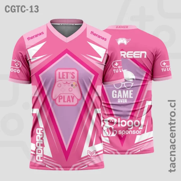 Camisetas Gamer Azul con celeste 2 Camisetas Gamer rosado