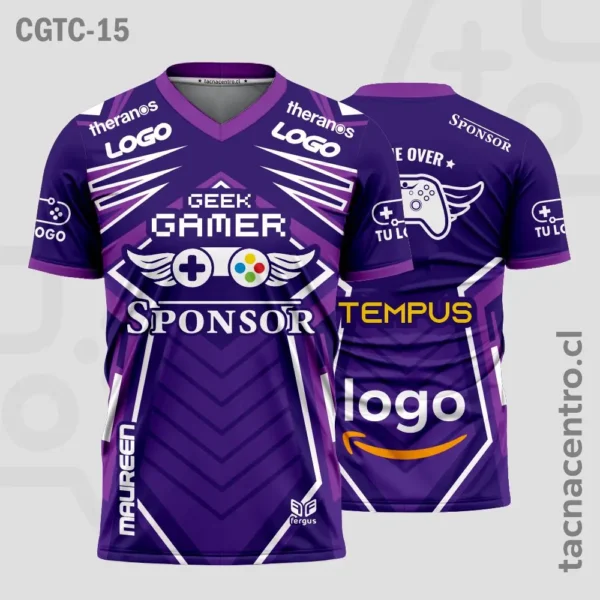 Camisetas Gamer Rojo con lineas 3 Camisetas Gamer morado con lineas