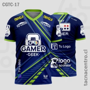 Camisetas Gamer Azul con verde