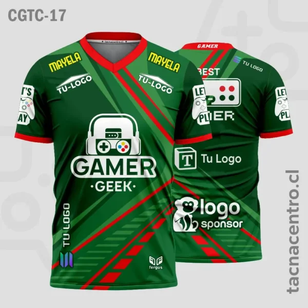 Camisetas Gamer Azul con verde 3 Camisetas Gamer verde con rojo