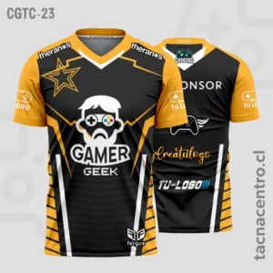 Camisetas Gamer Negro con naranja