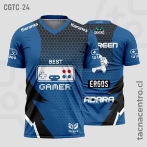 Camisetas Gamer Azul con negro
