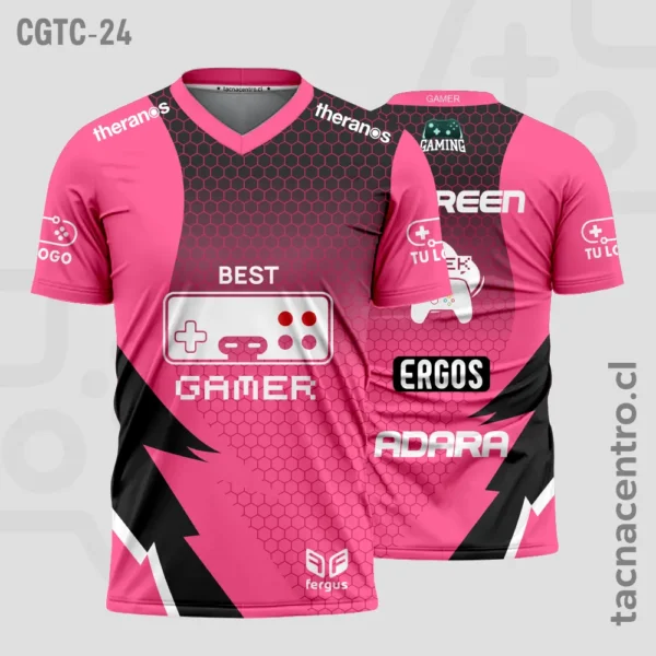 Camisetas Gamer Azul con negro 3 Camisetas Gamer rosa con negro