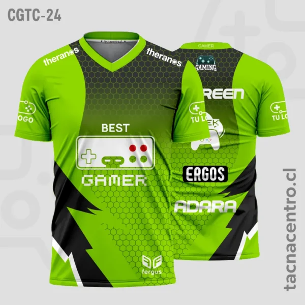 Camisetas Gamer Azul con negro 2 Camisetas Gamer verde con negro