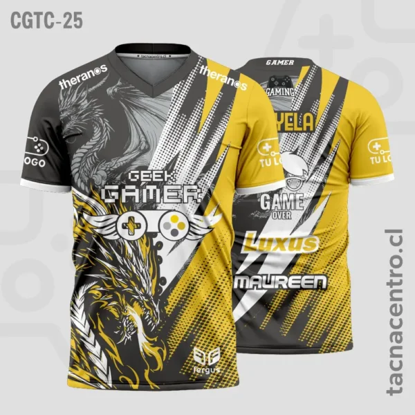 Camisetas Gamer Negro con rojo 2 Camisetas Gamer Negro con amarillo