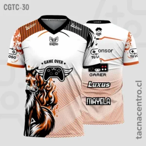 Camisetas Gamer Blanco con dorado