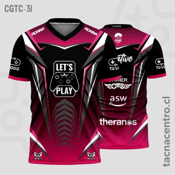 Camisetas Gamer Verde olivo 2 Camisetas Gamer negro con fucsia