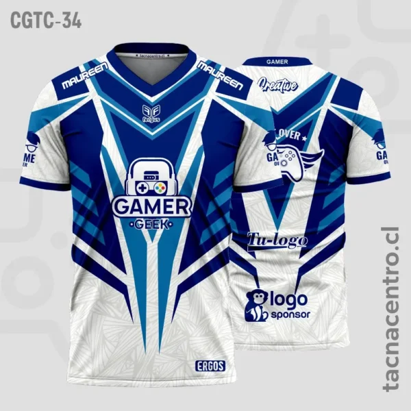 Camisetas Gamer Turquesa con blanco 3 Camisetas Gamer azul con blanco